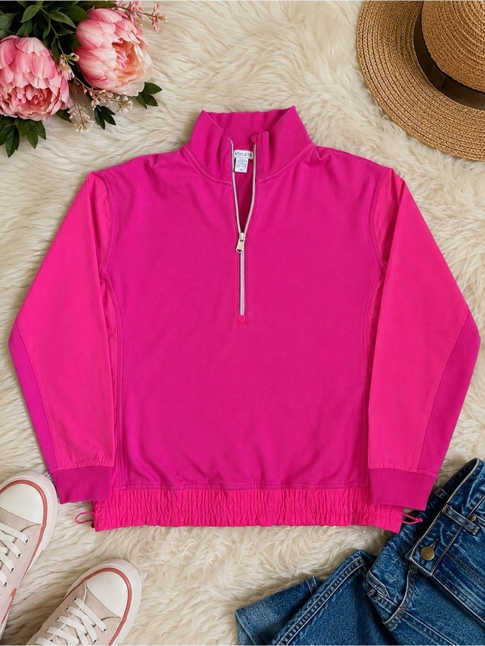 Athleta Hot Pink Quarter-Zip Pullover